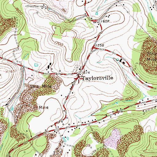 Topographic Map of Taylorsville, PA
