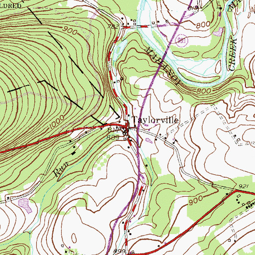 Topographic Map of Taylorville, PA