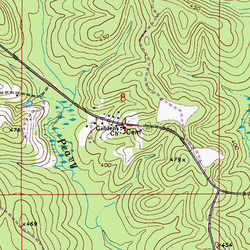 Topographic Map of Giddens Church, AL