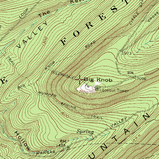 Topographic Map of Telephone Trail, PA