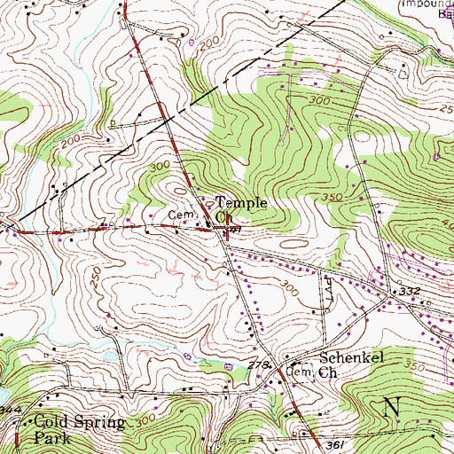 Topographic Map of Temple Church, PA