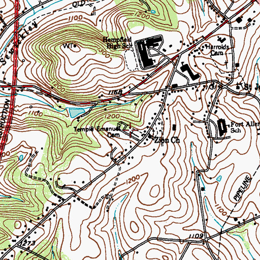 Topographic Map of Temple Emanuel Cemetery, PA