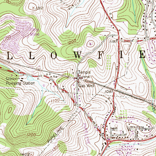Topographic Map of Temple Tunnel, PA
