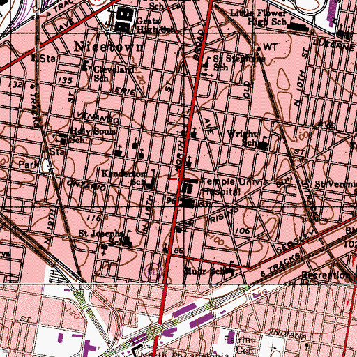 Topographic Map of Temple University Hospital, PA