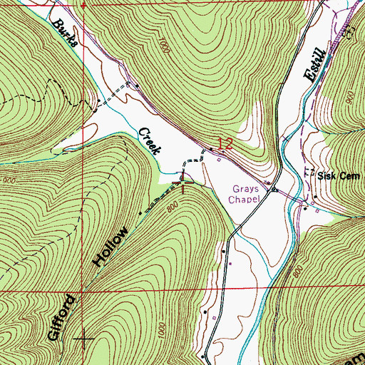 Topographic Map of Gifford Hollow, AL