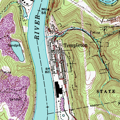 Topographic Map of Templeton, PA
