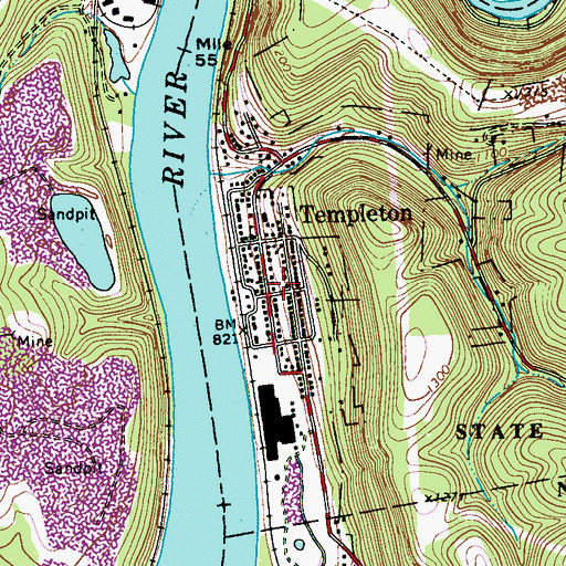 Topographic Map of Templeton, PA