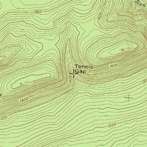 Topographic Map of Tennis Gap, PA