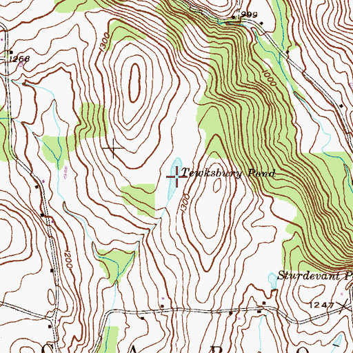Topographic Map of Tewksbury Pond, PA