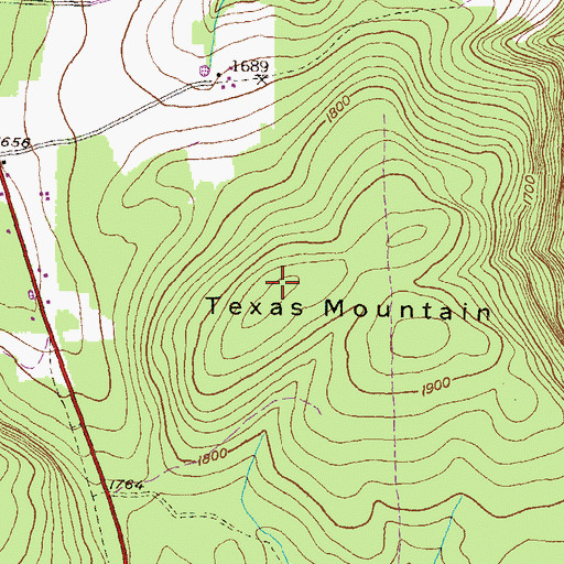 Topographic Map of Texas Mountain, PA