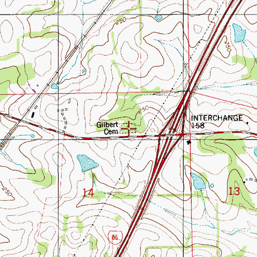Topographic Map of Gilbert Cemetery, AL
