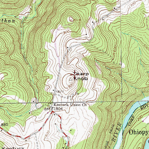 Topographic Map of Tharp Knob, PA
