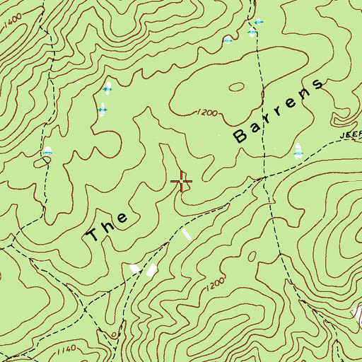 Topographic Map of The Barrens, PA