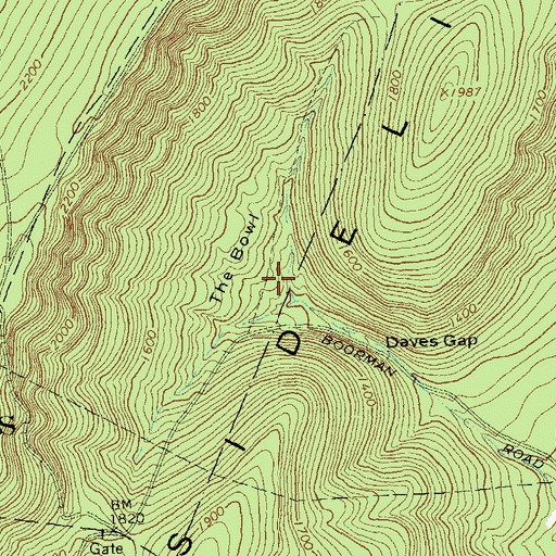 Topographic Map of The Bowl, PA