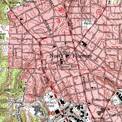Topographic Map of Gilbert School, AL