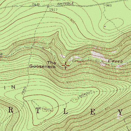 Topographic Map of The Gooseneck, PA