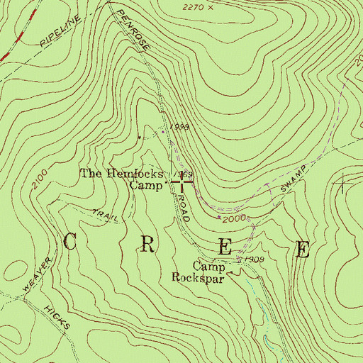 Topographic Map of The Hemlocks Camp, PA