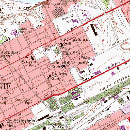 Topographic Map of Holy Family School, PA
