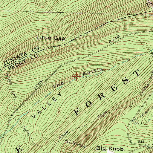 Topographic Map of The Kettle, PA