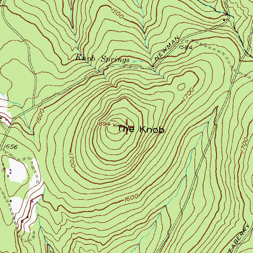 Topographic Map of The Knob, PA