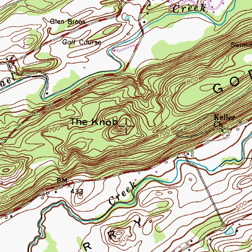 Topographic Map of The Knob, PA