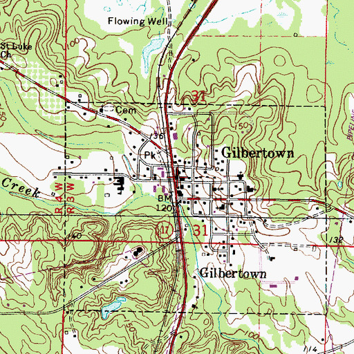 Topographic Map of Gilbertown, AL