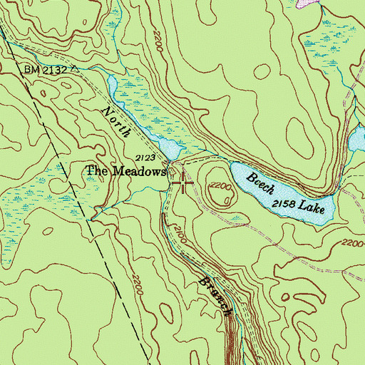 Topographic Map of The Meadows, PA