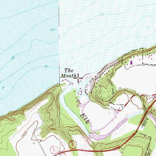 Topographic Map of The Mouth, PA