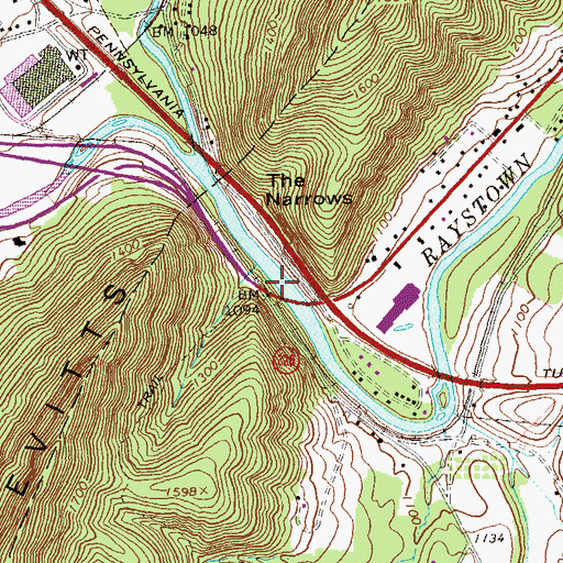 Topographic Map of The Narrows, PA