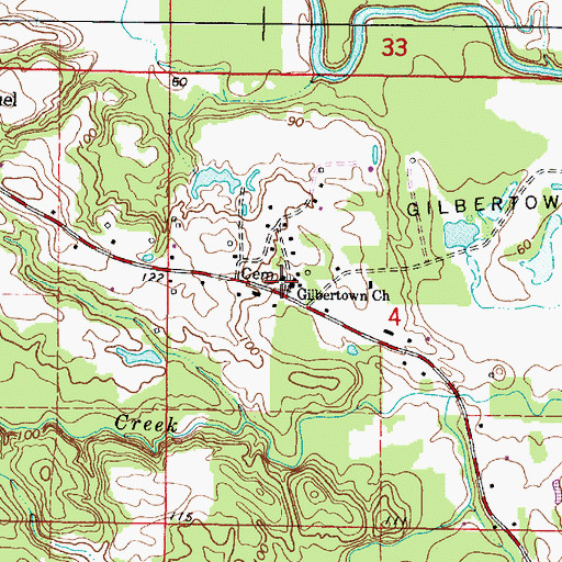 Topographic Map of Gilbertown Church of God, AL