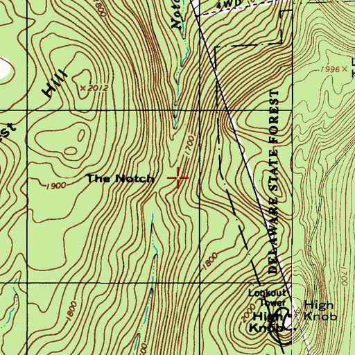 Topographic Map of The Notch, PA