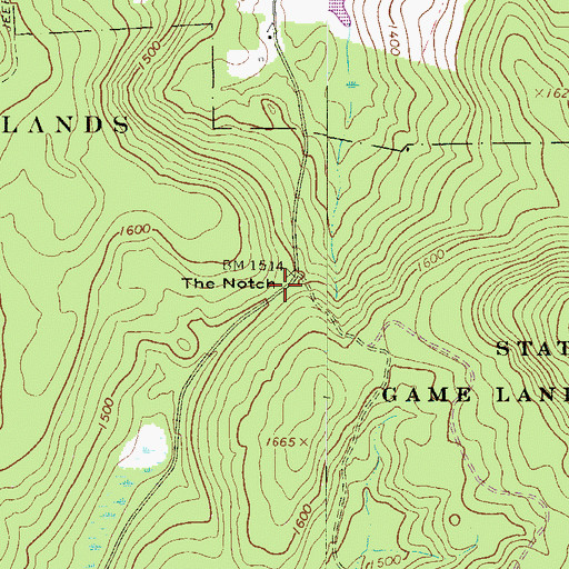 Topographic Map of The Notch, PA