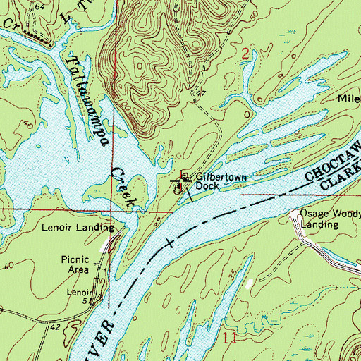 Topographic Map of Gilbertown Dock, AL