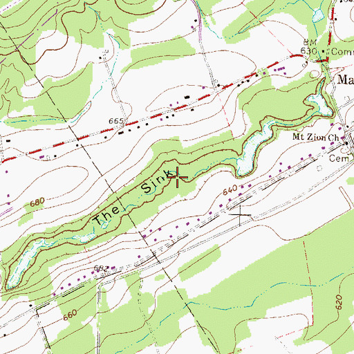 Topographic Map of The Sink, PA