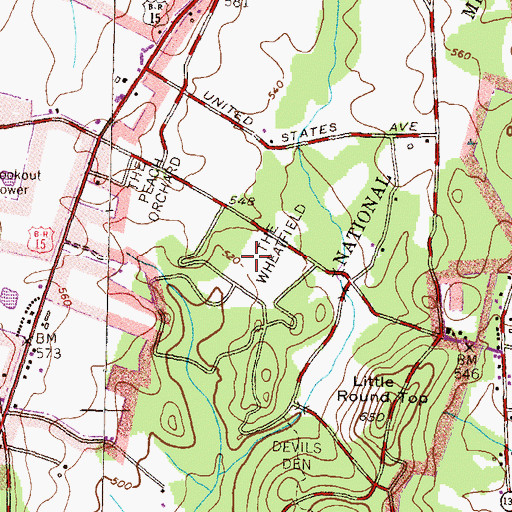 Topographic Map of The Wheatfield, PA