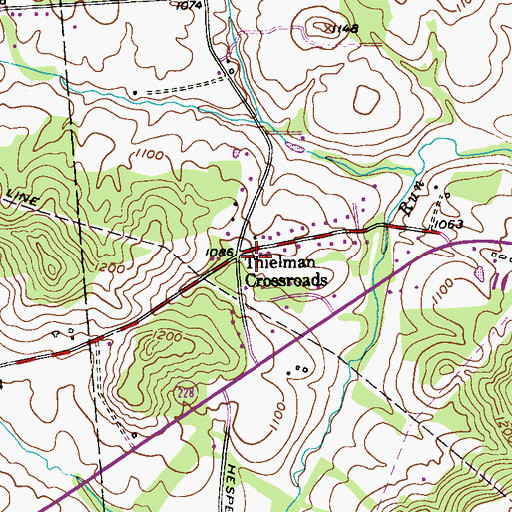 Topographic Map of Thielman Crossroads, PA