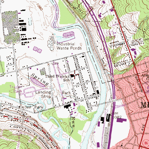Topographic Map of Third District School, PA