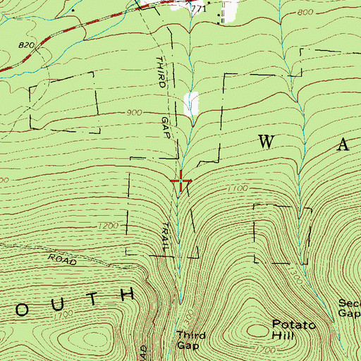 Topographic Map of Third Gap Trail, PA