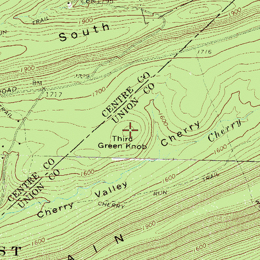 Topographic Map of Third Green Knob, PA