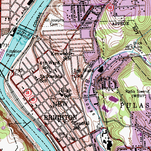 Topographic Map of Third Ward School, PA