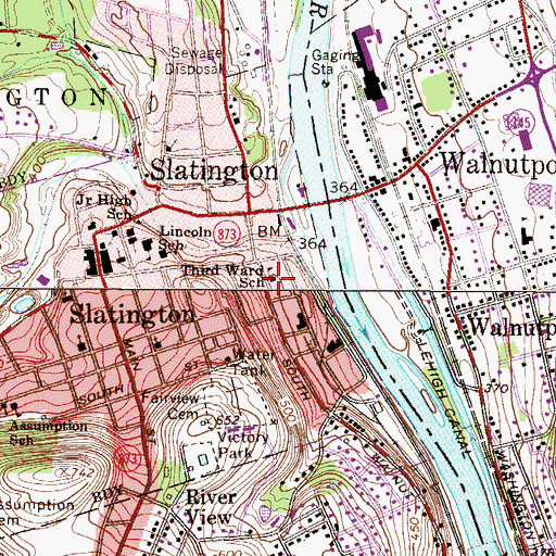 Topographic Map of Third Ward School, PA