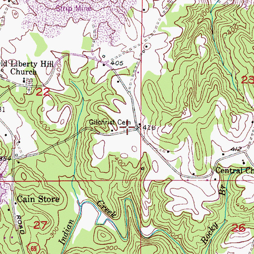 Topographic Map of Gilchrist Cemetery, AL
