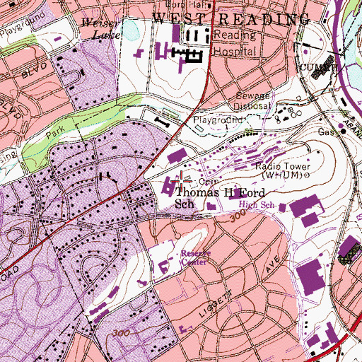 Topographic Map of Thomas H Ford School, PA
