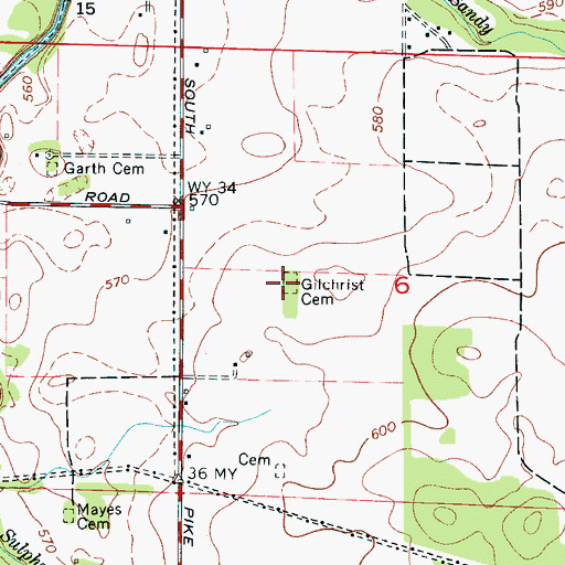 Topographic Map of Gilchrist Cemetery, AL