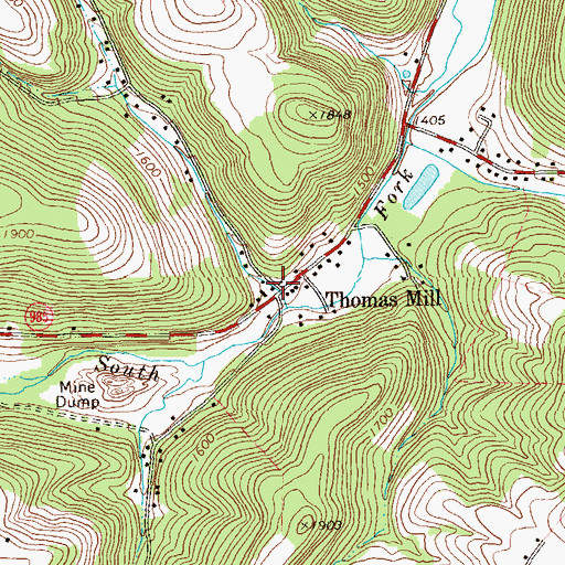 Topographic Map of Thomas Mill, PA