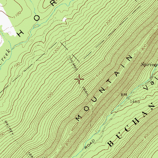 Topographic Map of Thomas Trail, PA