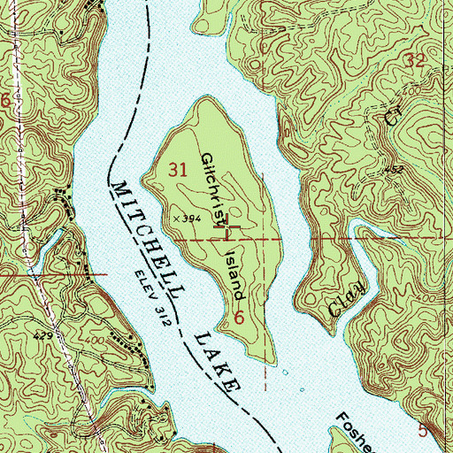 Topographic Map of Gilchrist Island, AL