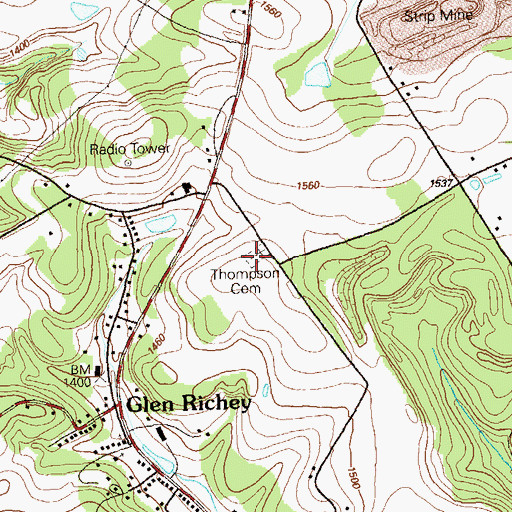 Topographic Map of Thompson Cemetery, PA