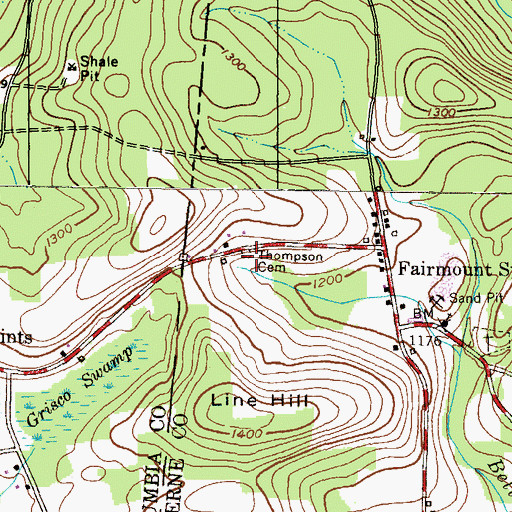 Topographic Map of Thompson Cemetery, PA