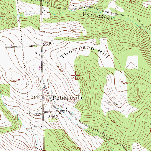 Topographic Map of Thompson Hill, PA